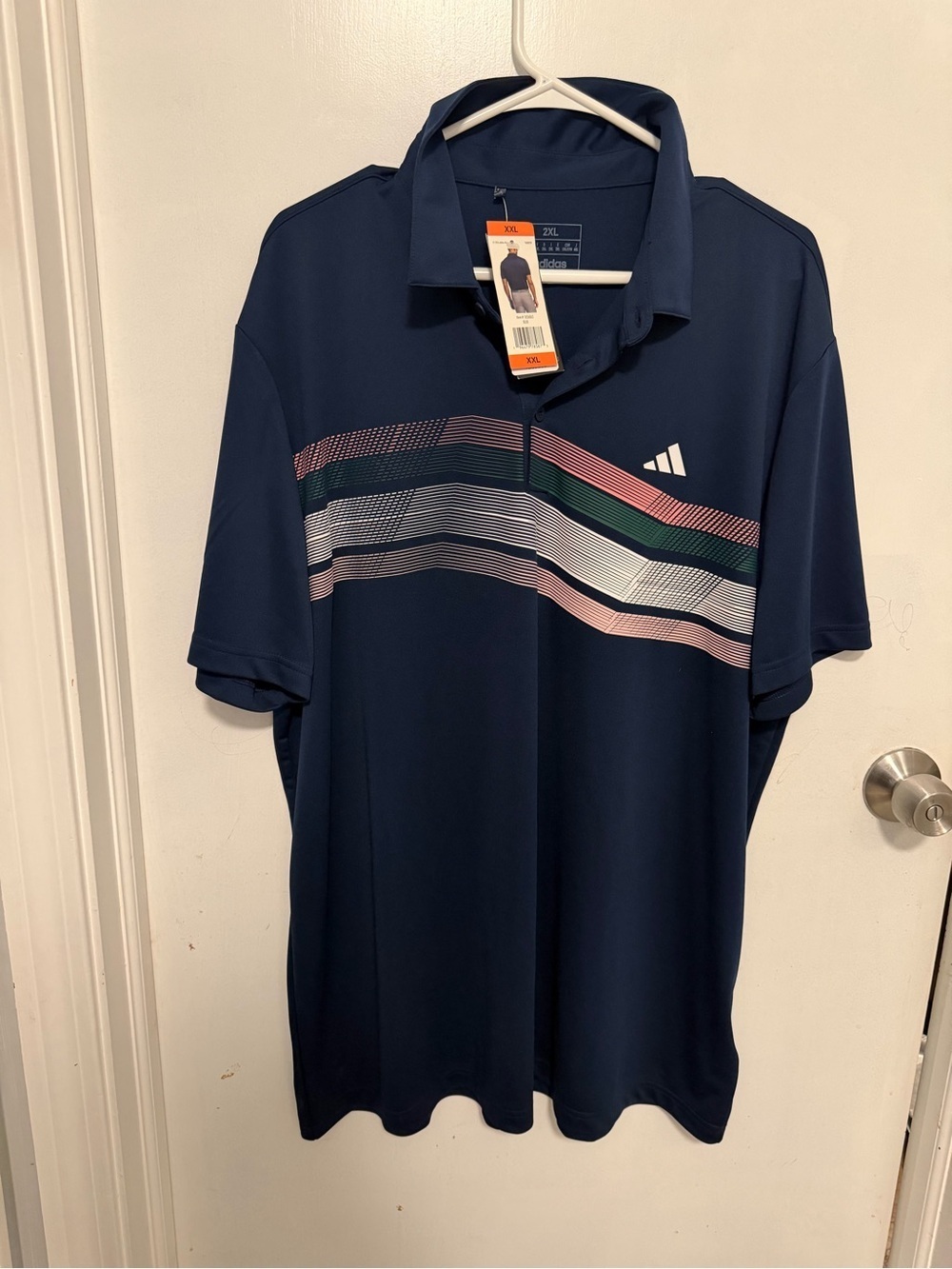 adidas Navy‎ Polo with Multi-Color Stripes